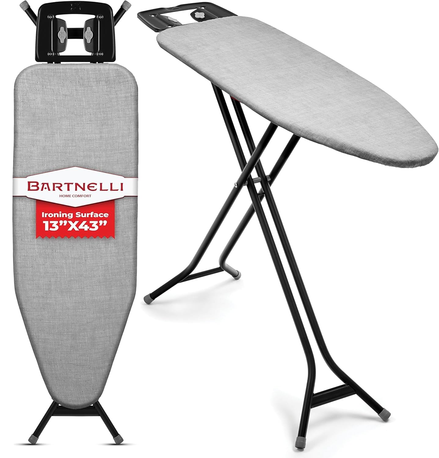 Bartnelli Extreme Stability Ironing Board &amp; Iron Rest 43x13 Iron Surface
