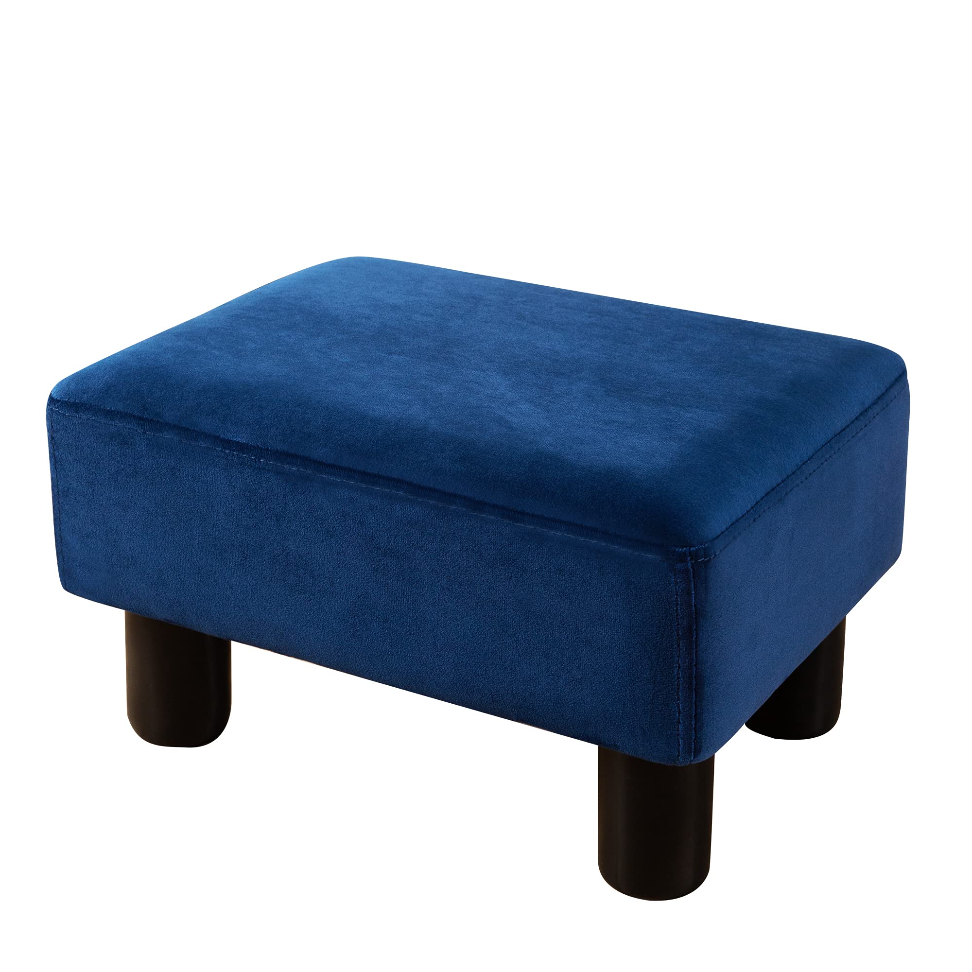 Small Rectangle Foot Stool, Velvet Fabric Footrest Small Ottoman Stool with Non-Skid Plastic Legs, Modern Rectangle Footstools Small Step Stool Ottoman for Couch, Desk, Office, Living Room, Dogs, Navy
