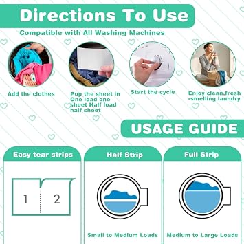 Laundry Sheets, 120pcs Lightweight Eco, Biodegradable & Freshly Scented, Non-Bio Zero-Waste & Removes Tough Stains, Ultra-Concentrated Non Liquid Washing Sheets, Travel Wash Sheet, Laundry Care