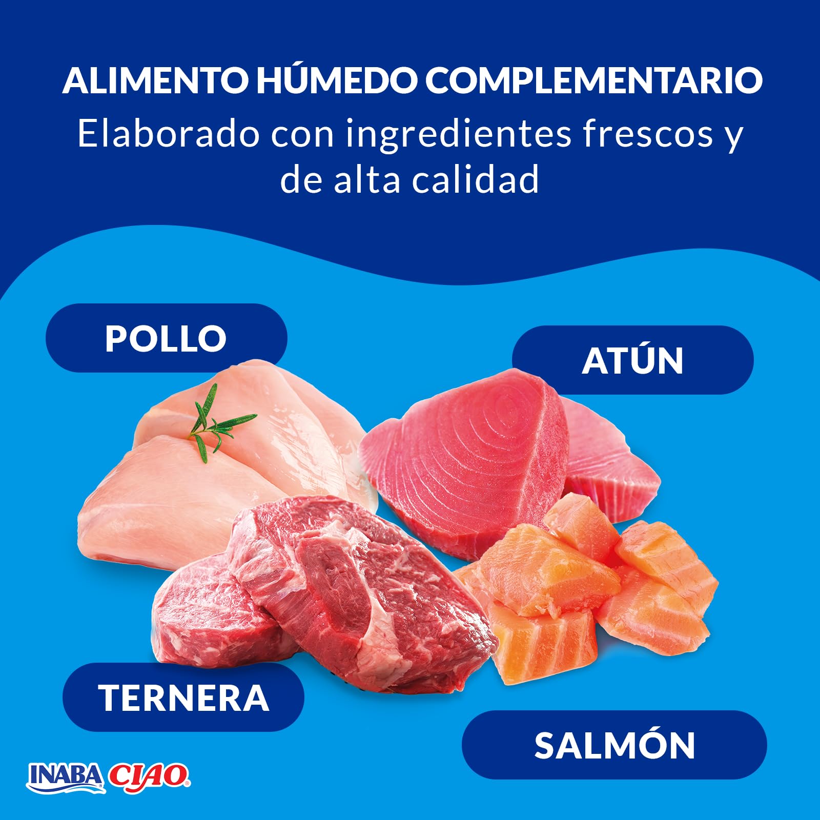 INABA Ciao Bisque Gatos - Receta Saludable de Crema de Pollo y Atún con Salmón - Comida Húmeda - Alimento Complementario Natural, sin Cereales, sin Conservantes ni Colorantes - 960g (24 Sobres x 40g)