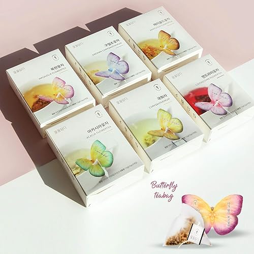 Miniatura 2 de KKOKDAM Juego de regalo de té coreano - Muestra de bolsas de té de mariposa de 6 sabores - Elegante caja para los amantes del té - Regalo único de
