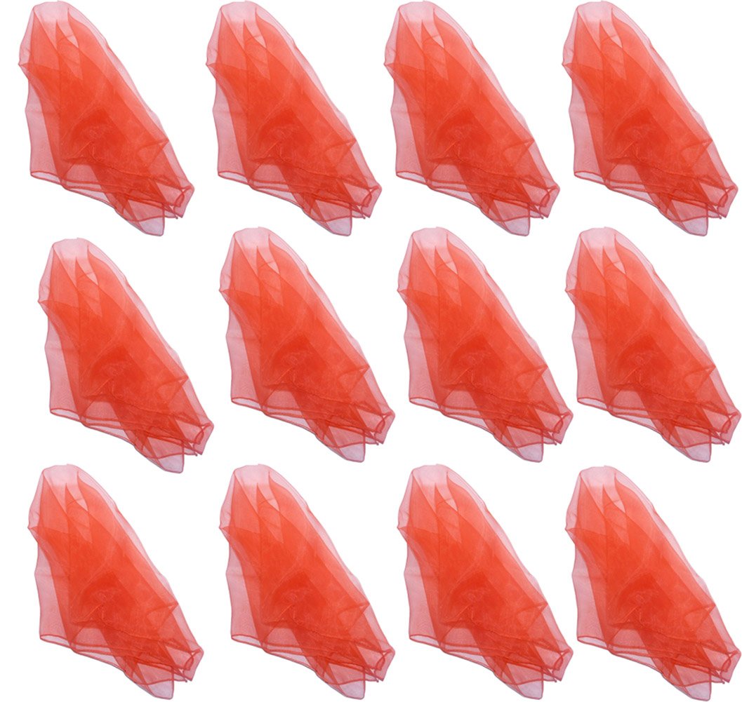 Hoerev Piccola Confezione Da 12 Sciarpe Da Giocoleria (Danza) 60Cmx60Cm,12 Rosso-image