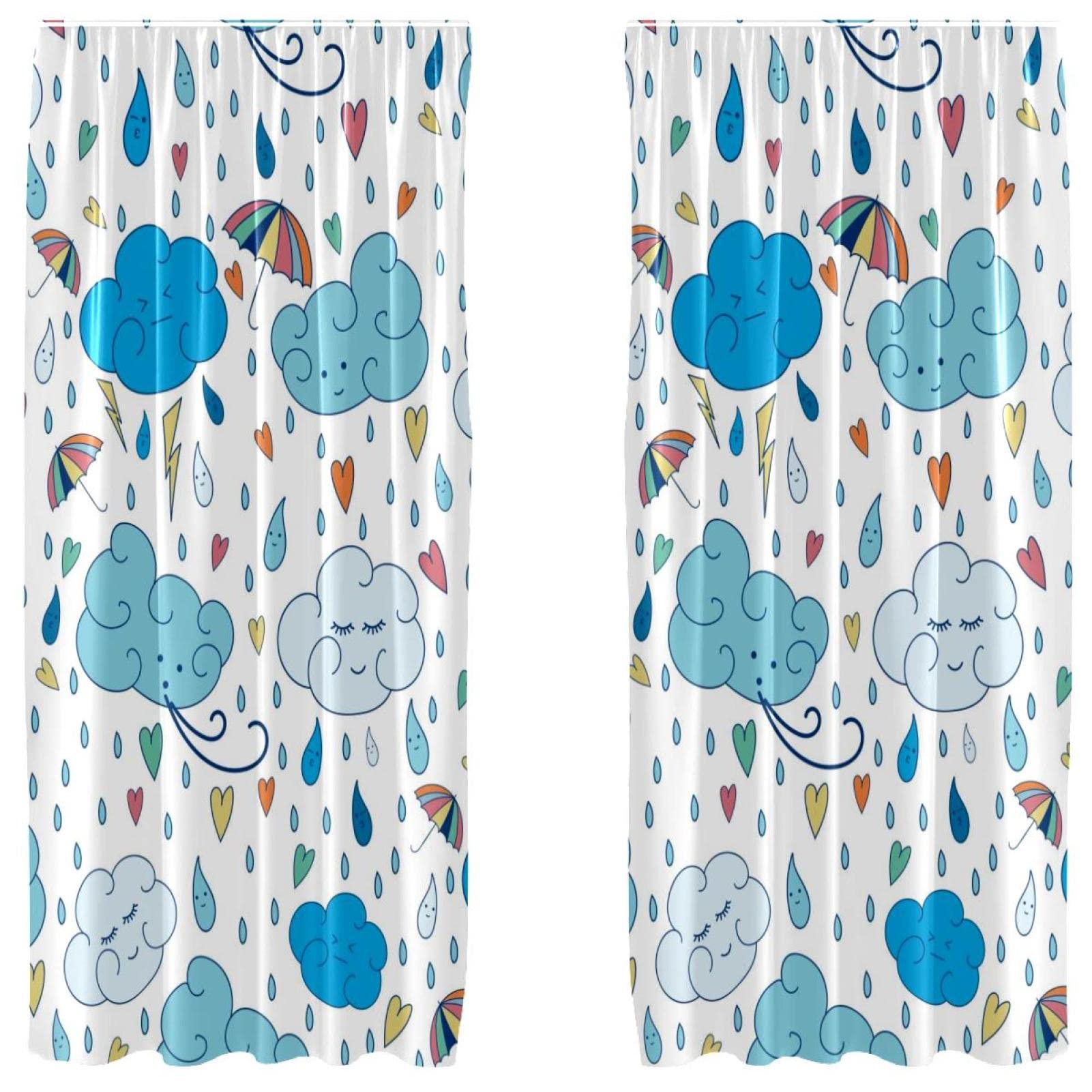 Cortinas de lluvia azul para habitación infantil y cuarto de juegos pack de 2 paneles ligeros