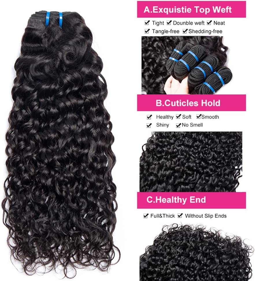 Deep Wave Bundles Human Hair, 16 Inch Water Wave Bundles, 12A Brazilian, 100% Unprocessed Virgin, Wet and Wavy, Double Weft - Image 2