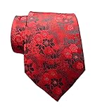 TANGQING New Classic Floral Red Black JACQUARD WOVEN Silk Men's Tie Necktie