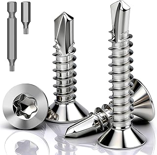 120 Stk Bohrschrauben Edelstahl M4,2x16 mm Selbstschneidende Schrauben Torx Edelstah 410 Blechschrauben DIN 7504 Senkkopf Selbstbohrende Flachkopf Selbstbohrschrauben für Blech Holz
