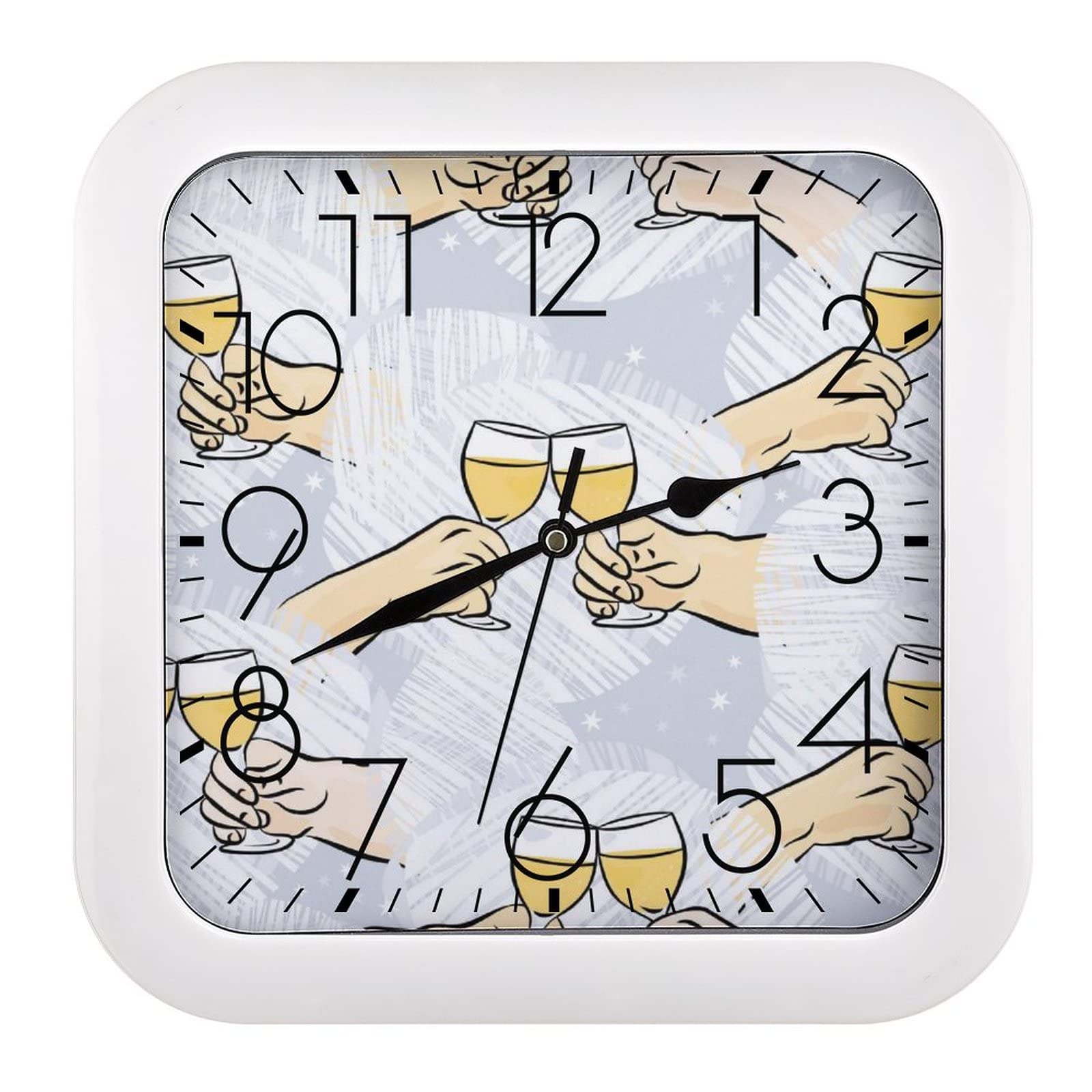 Pendule murale silencieuse Cheers moderne pour maison et bureau 26x26cm
