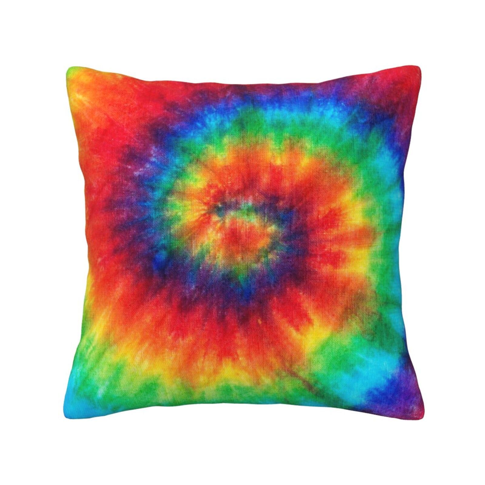 FFSHKOWE tie dye rainbow Decorative Throw Pillow Cover Double-Sided Printed Cushion Cover for Sofa Couch Bed Chair 30 x 30cm