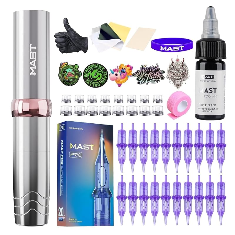 MAST TATTOO Mast P10 Pro Máquina de Tatuagem sem Fio com Kit, 118 g