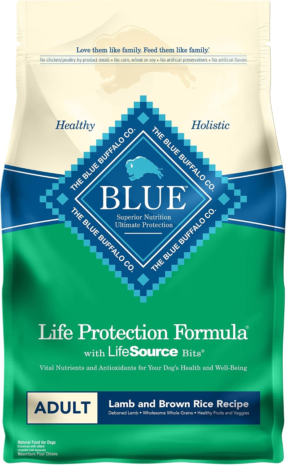 Blue Buffalo Life Protection Formula Natural Adult Dry Dog Food, Lamb and Brown Rice 6-lb