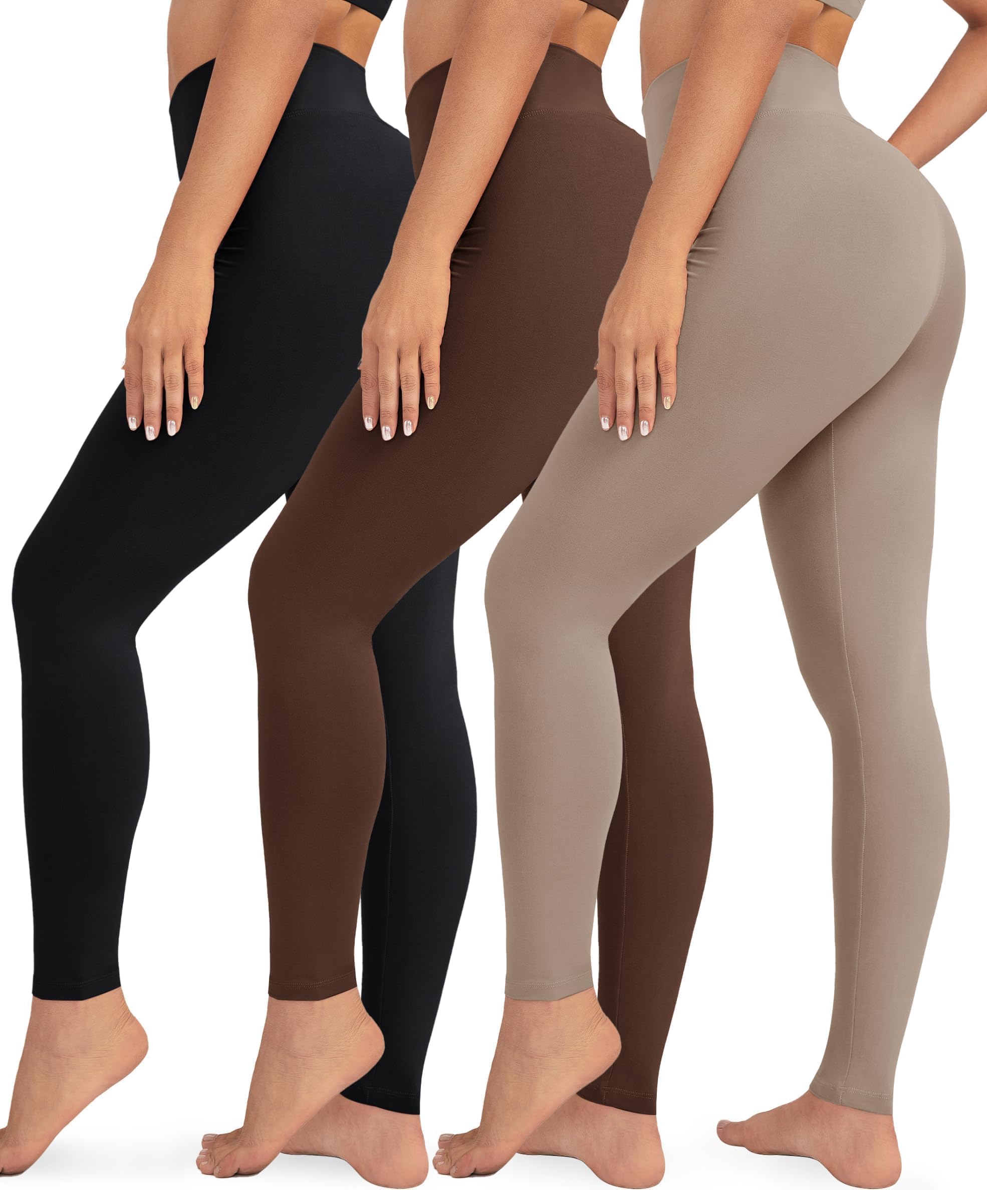 VALANDY Creamlush - Confezione da 3 leggings da donna a vita alta per il controllo della pancia, morbidi pantaloni da yoga (S-5XL)