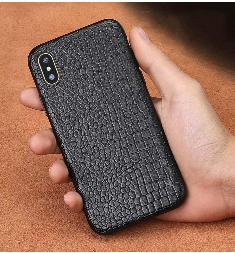 Coque de protection pour téléphone iPhone 8 Plus noir en cuir - 7
