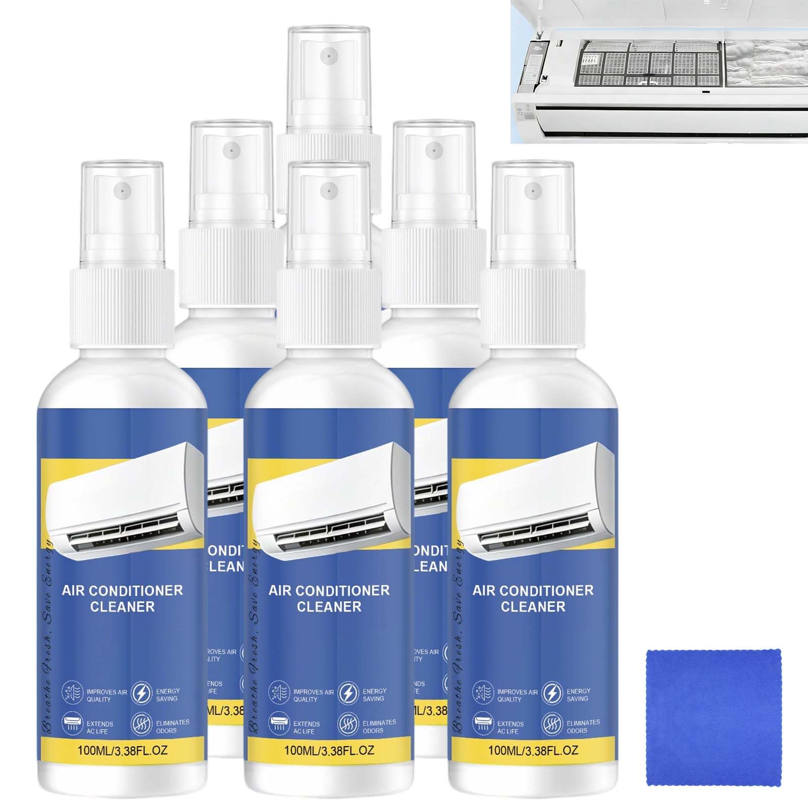 Rinses-Free Air Conditioner Cleaner Spray, Entfernen Sie Schmutz, Fette, Stäube, Erfrischende Spulen, Filter, Lüftungsventilatoren, Multi-Use Für Haus, Auto, AC & Haushaltsgeräte. (6PCS)
