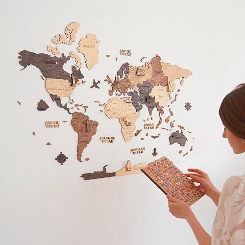Carte du Monde Murale en Bois 2D – Décoration Murale,