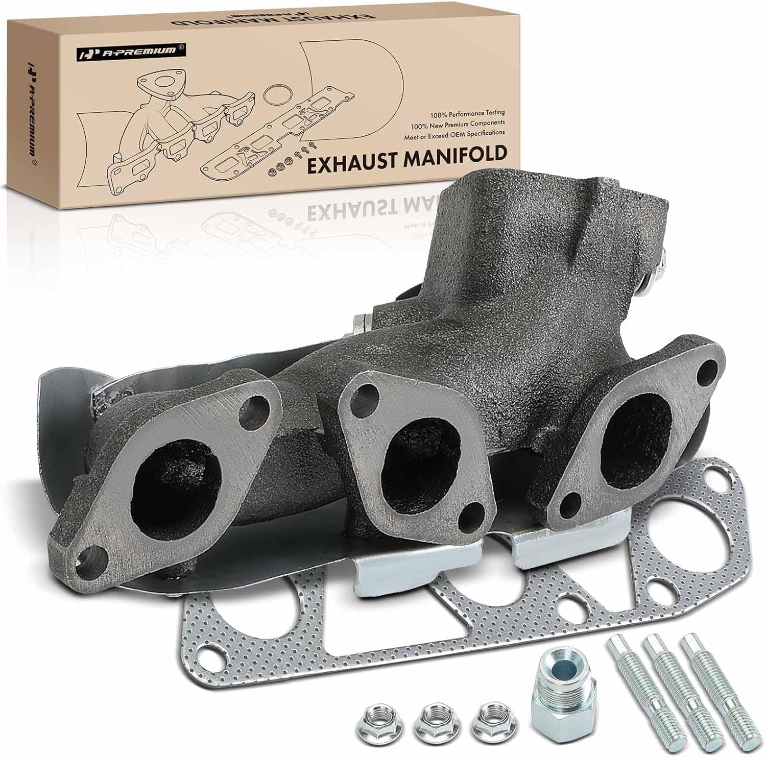 A-Premium Left Side Exhaust Manifold Kit W/Gasket, Studs & Nuts [3.0L] Compatible with Nissan Pathfinder 1990-1995, Pickup 1995, D21 1990-1994