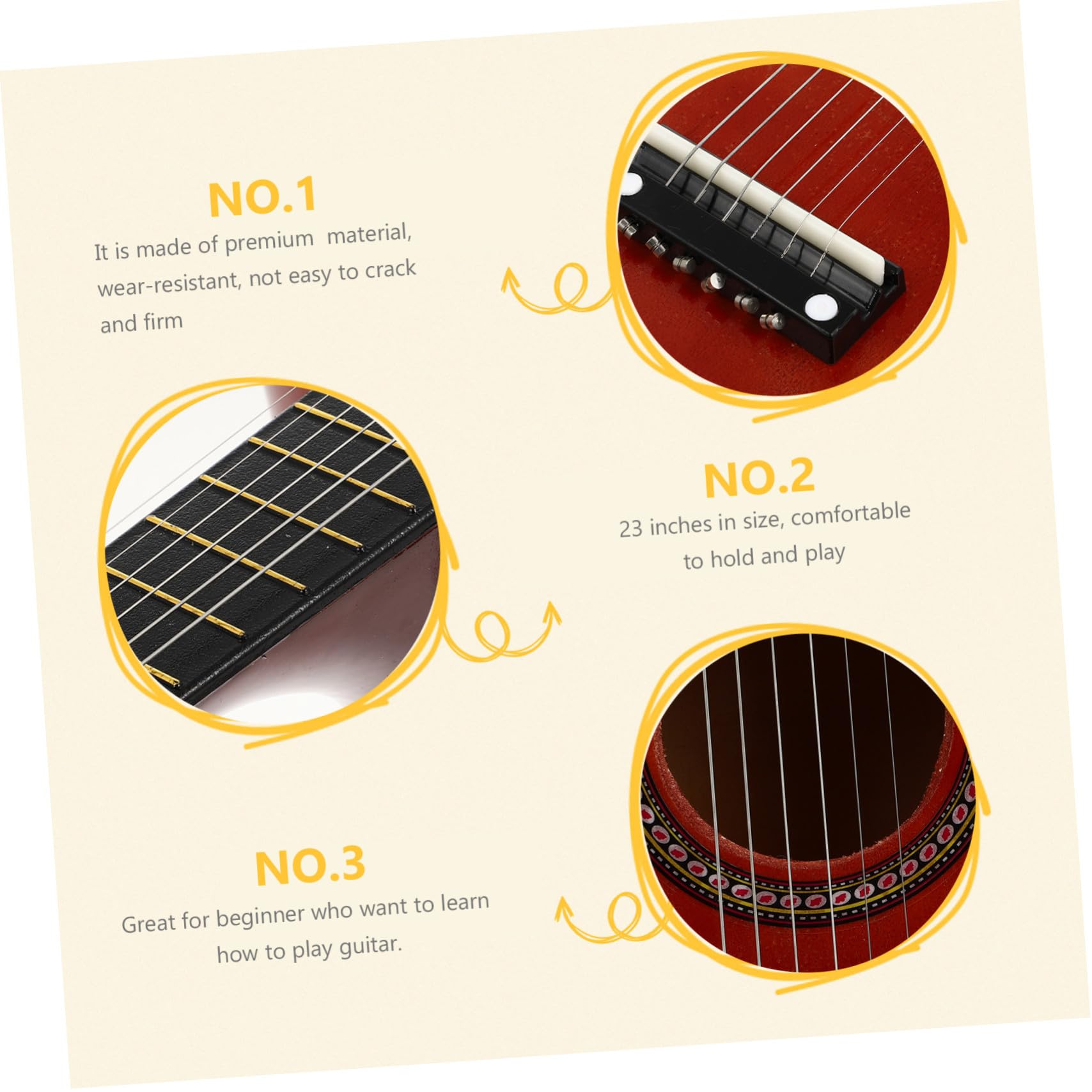 Chitarra Piccola Folk Acustica 23 Pollici in Legno per Principiante | Colore Coffee, Fattura Curata e Suono Nitido, Strumento da Pratica per Ragazzo Ragazza Colore Casuale