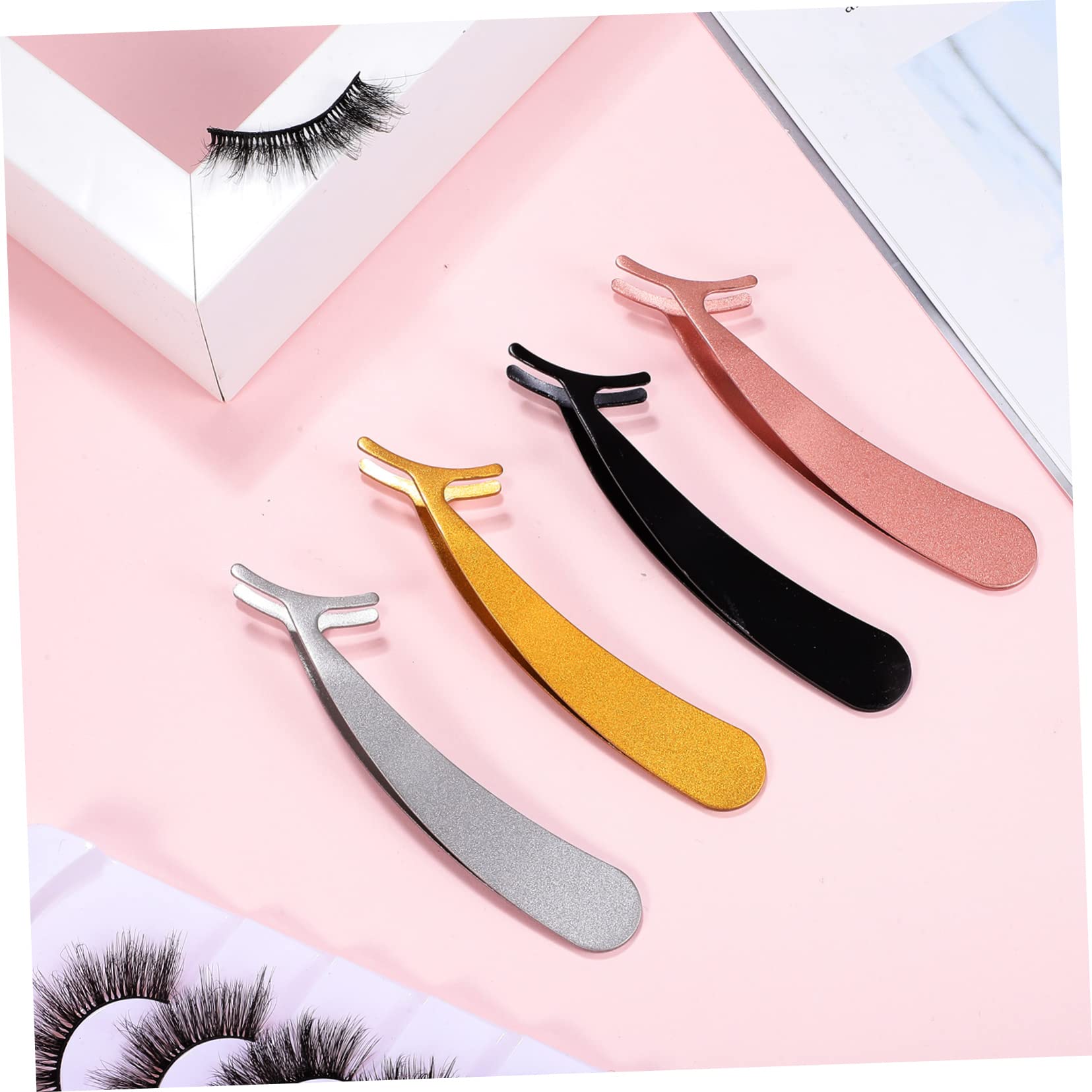 FRCOLOR 4 Set Di Extension Per Ciglia Pinzette Applicatori Clip Per Ciglia in Metallo Per La Bellezza Delle Ciglia Naturali 4 Pezzi*4
