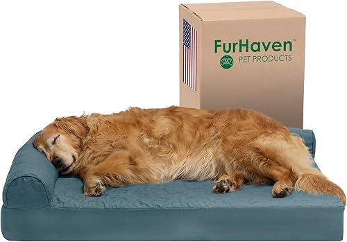 Miniatura 37 de Furhaven Cama de Gel Refrescante para Perros Grandes con Refuerzos Extraíbles y Funda Lavable, Para Perros de Hasta 95 libras - Chaise en Forma de L