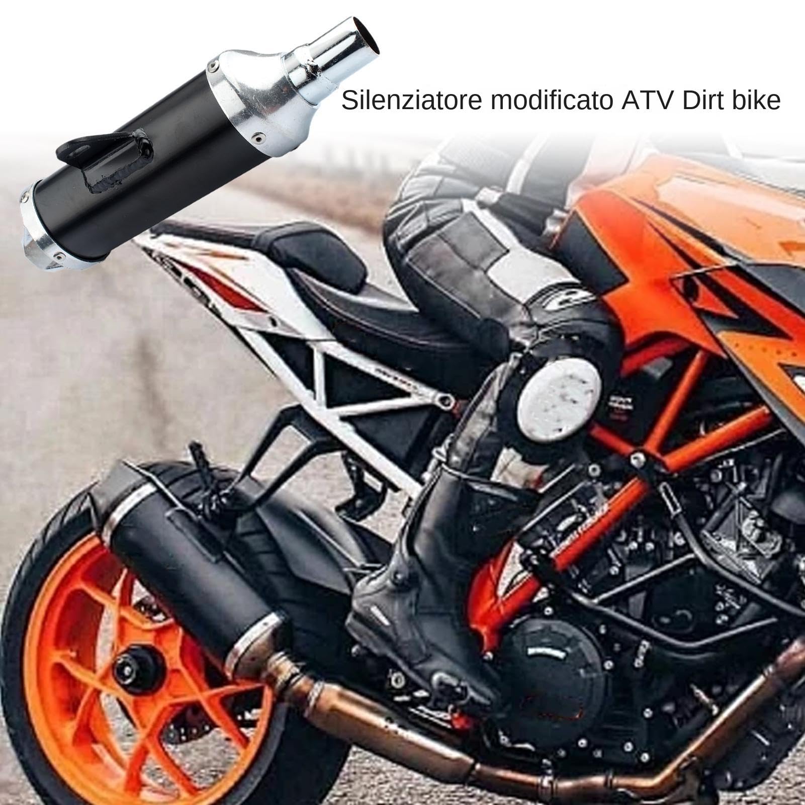 Tłumik do rury wydechowej, do motocykla skutera ATV, do motocykli o | średnicy 28 mm, tłumik z tłumikiem, uniwersalny tłumik do rur motocyklowych, czarny, srebrny, do motocykli