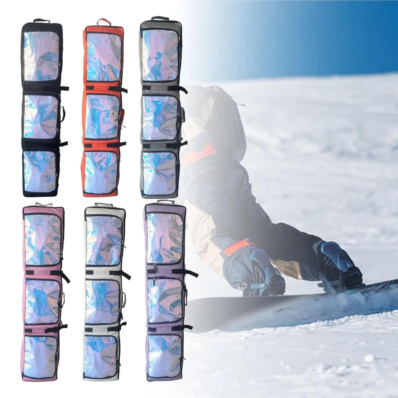Borsa da sci con ruote impermeabile con maniglia, porta snowboard a rotelle, per trasporto sci, sciatori adulti