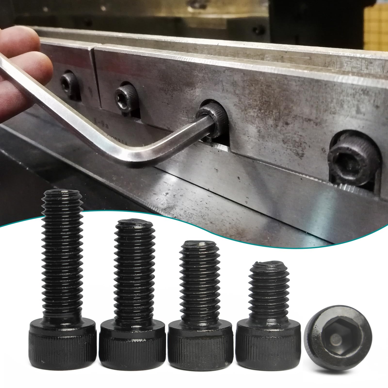 M4 x 6mm 8mm 10mm 12mm 16mm 20mm 25mm Hex Socket Head Cap Screws Bolts and Nuts, Metric Allen Hex Drive, 12.9 Grade Alloy Steel, Black Oxide Finish,
