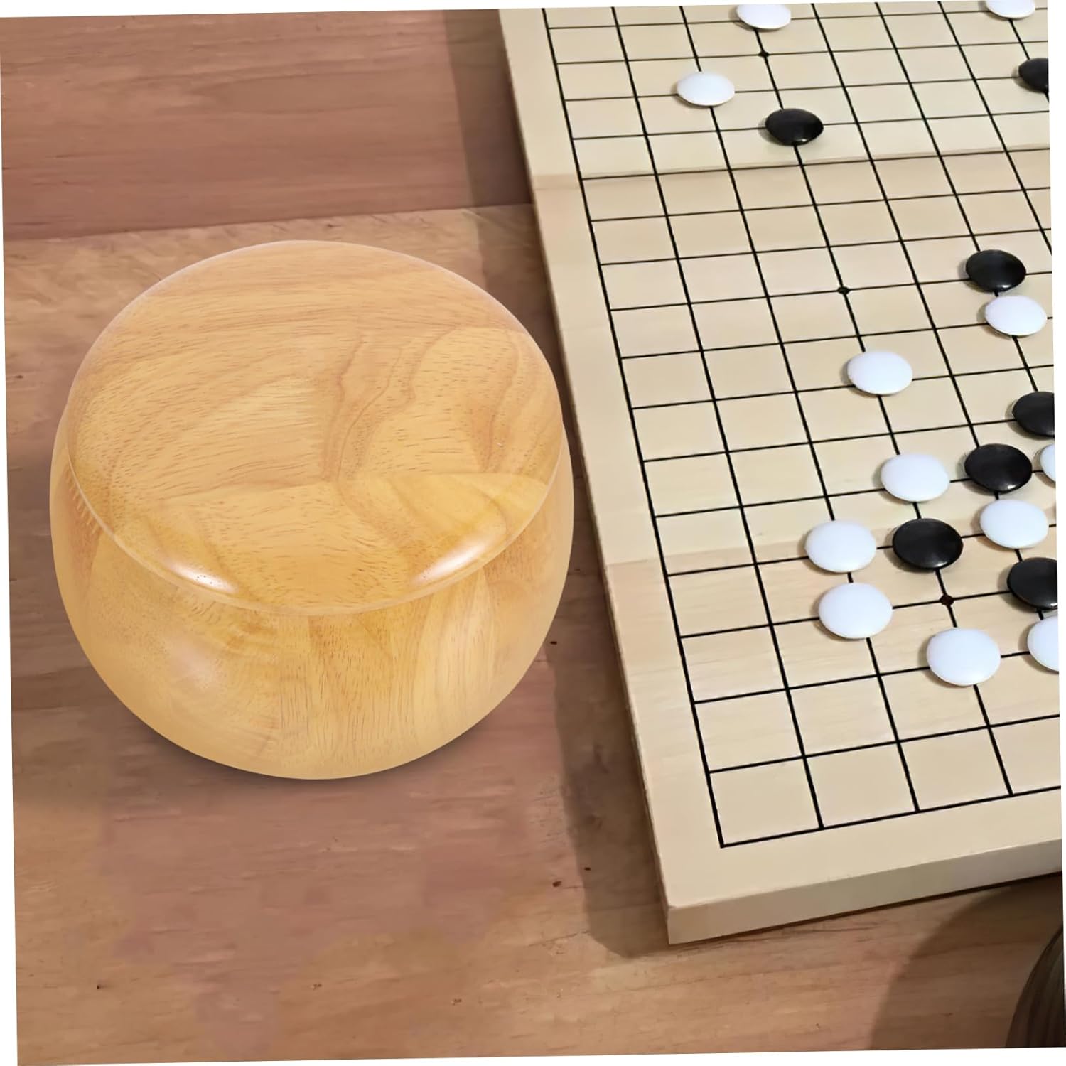 Garneck 2pcs Storage Box for Chess Pieces Wooden Go Chess Stones Storage Bowls Lid