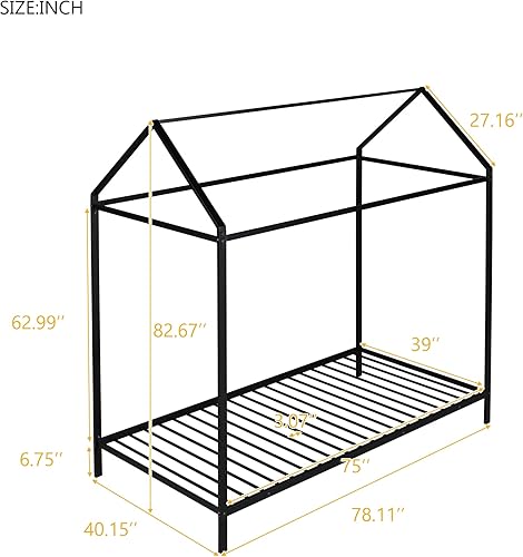 Miniatura 2 de Bellemave Montessori - Cama individual para niños, marco de cama de metal, plataforma de metal, cama para niños y niñas, color negro