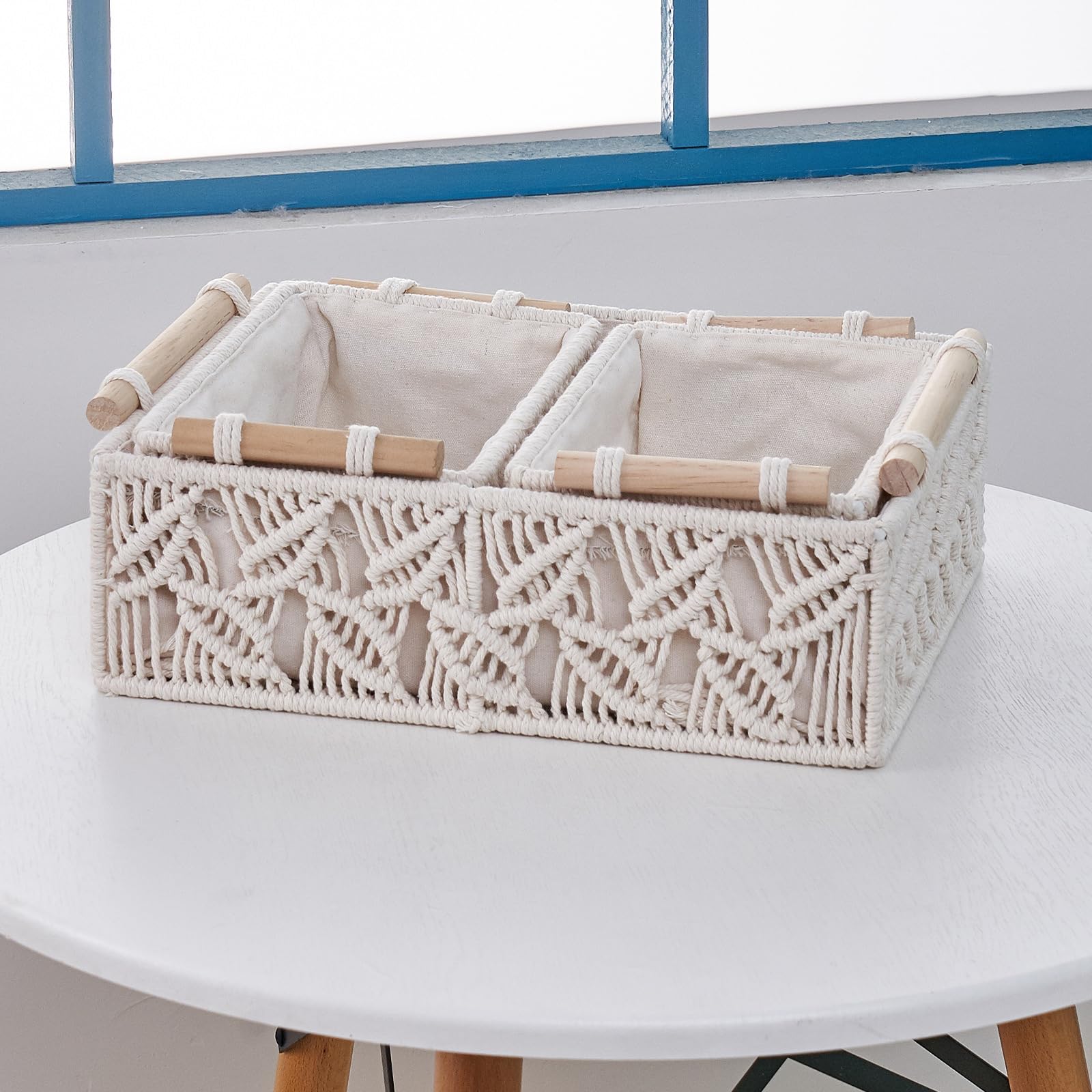 Macramé Opbergmanden Boho Decoratiedoos Handgemaakte Geweven Aanrechtblad Toile~p143196221