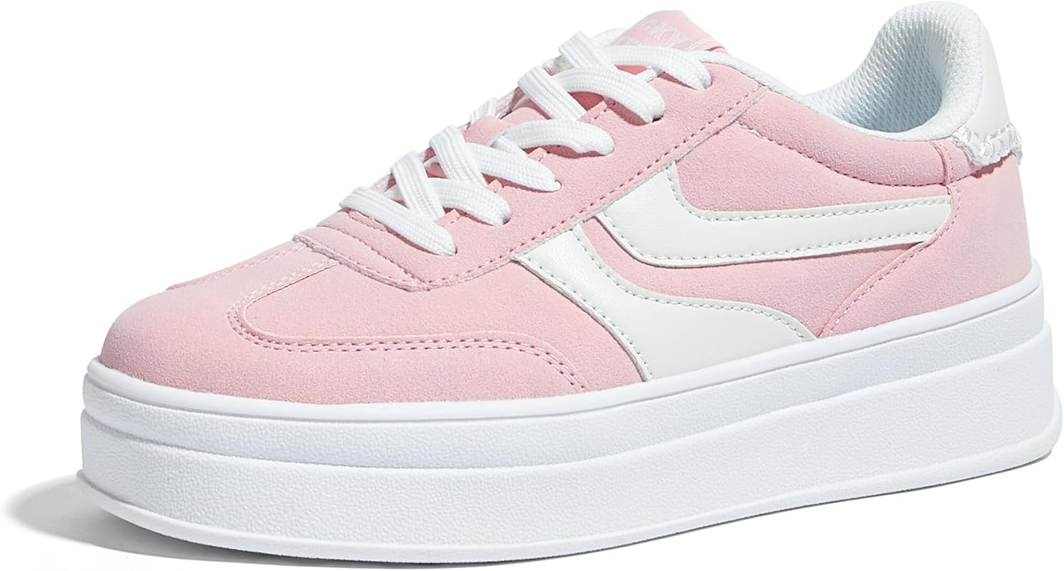 LUCKY STEP Platform Sneakers for Women Fashion Retro Thick Rubber Gum Sole Comfortable Tennis Skate Trainer Classic Walking Shoes Casual Streetwear