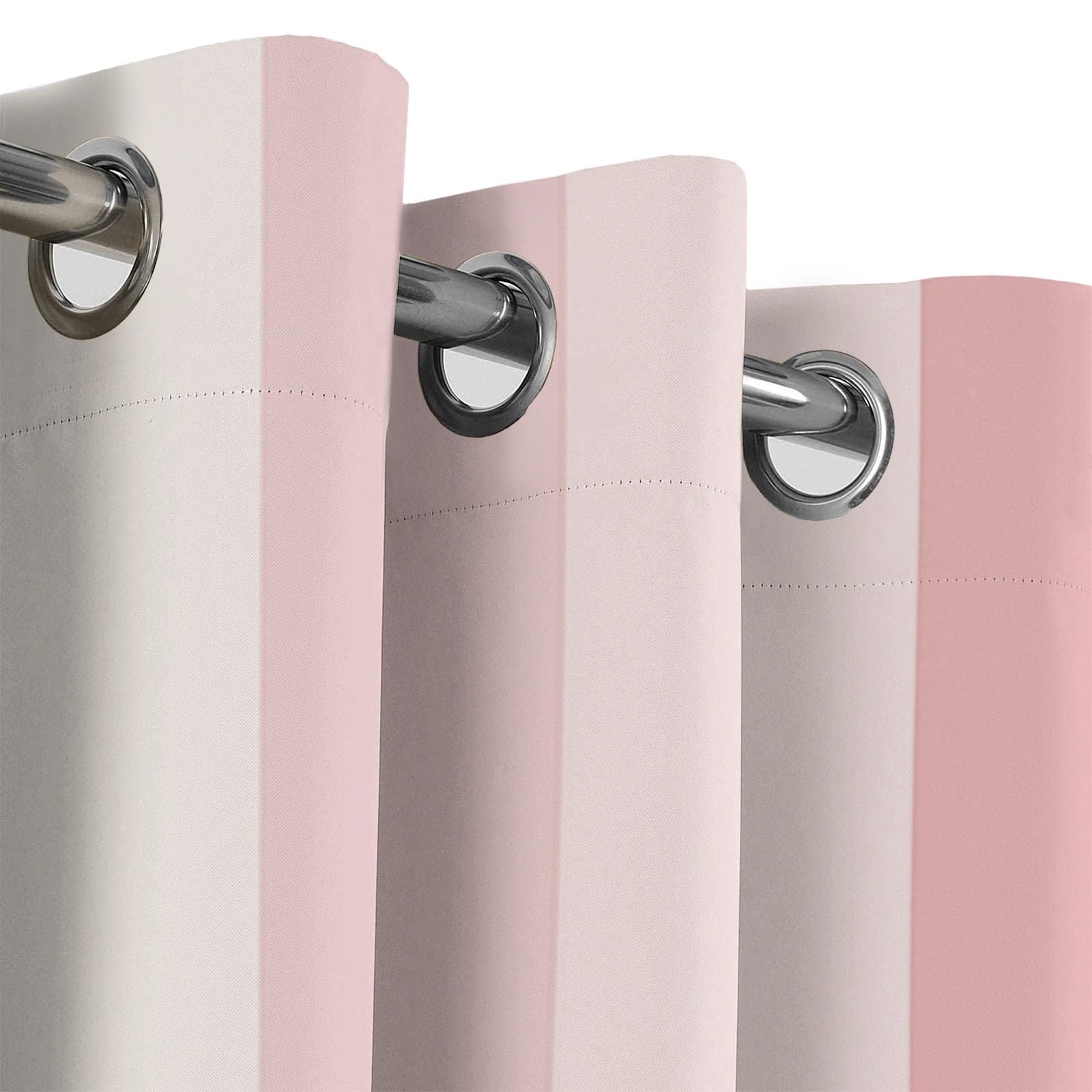 Rideau Occultant Thermiques Anti Froid Jolies Rayures Imprimé 117Lx183H Cm Rideaux Opaques pour Salon Chambre, Géométrie Simple Design avec Oeillet Poudre Blush Lot De 2 De Cuisine