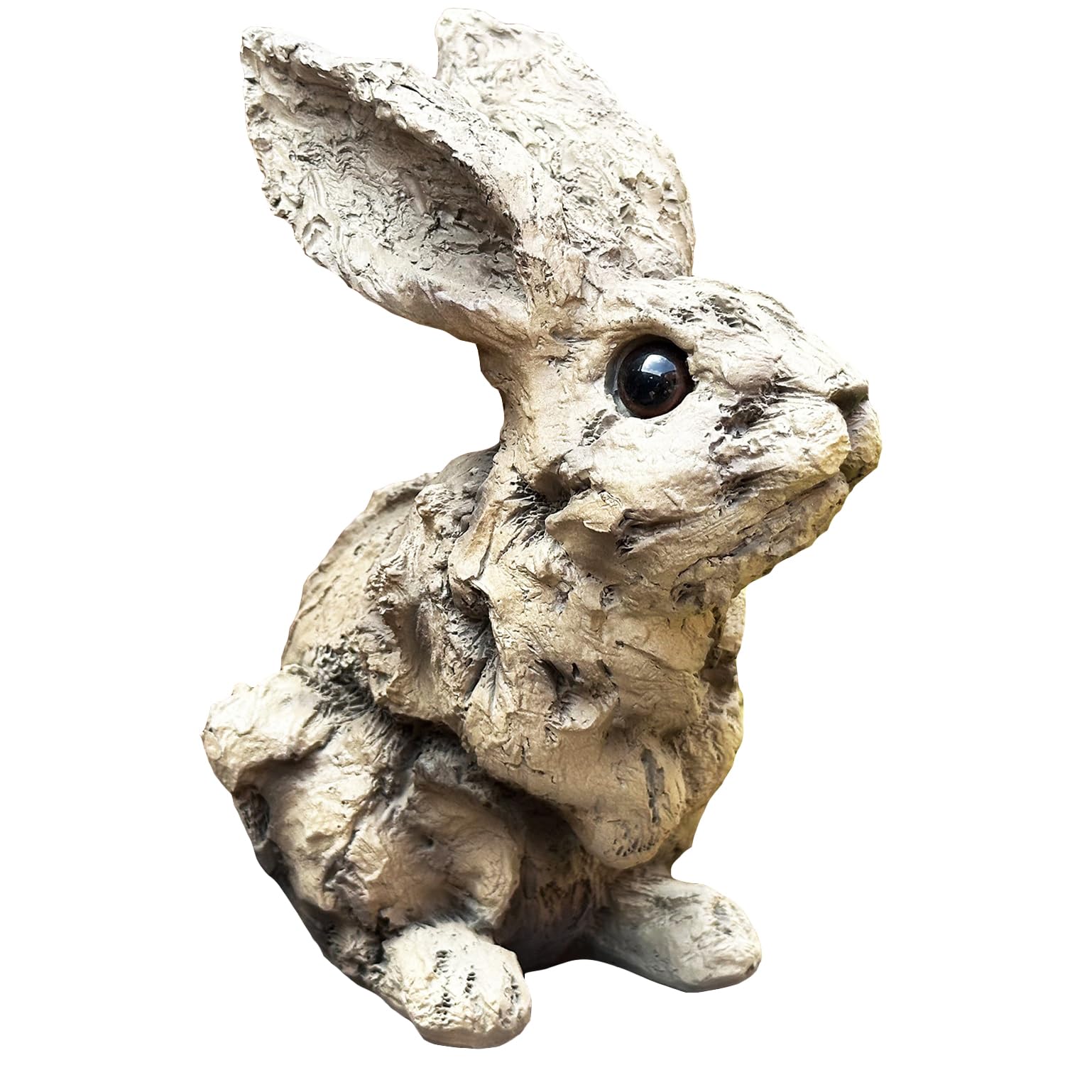 Wood Effect Bunny Sculpture 10x17x15cm Brown Resin Rabbit Animal Outdoor Garden Ornament