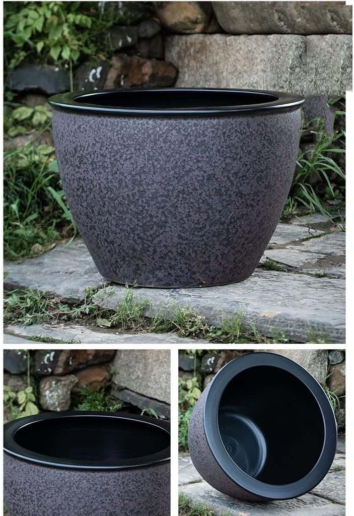 Aquarium Ceramic Goldfish Bowl Fish Tank Water Lily Pot Lotus Large Tank Lotus Pot Outdoor Courtyard Large Water Tank Retro Koi Tank Fish Tank Decorations (Color : A, Size : 120cm)