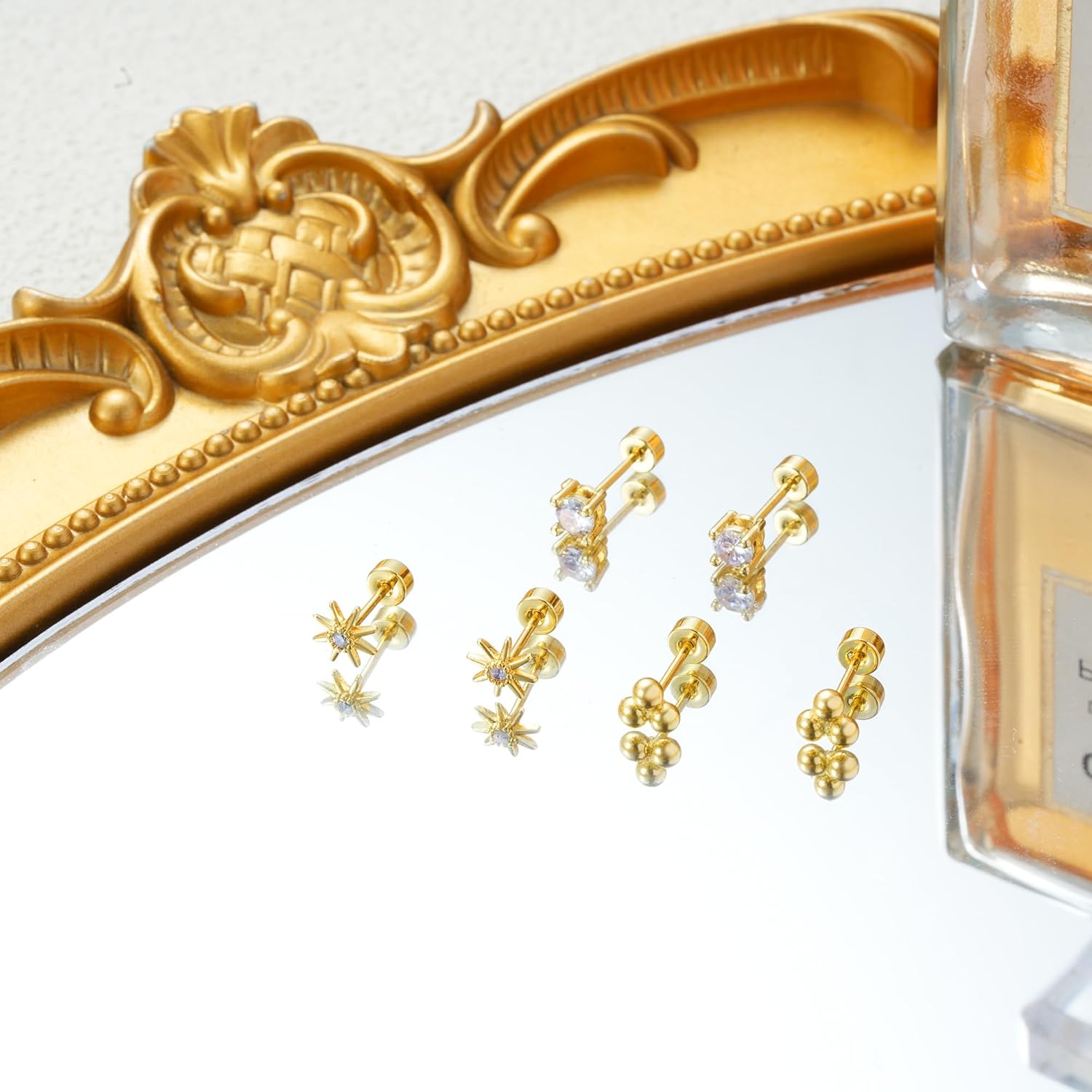 Hypoallergenic Small Gold Stud Earring Sets for Multiple Piercing Flat Back Stainless Steel Earrings Stack for Cartilage Piercing jewelry - Image 7