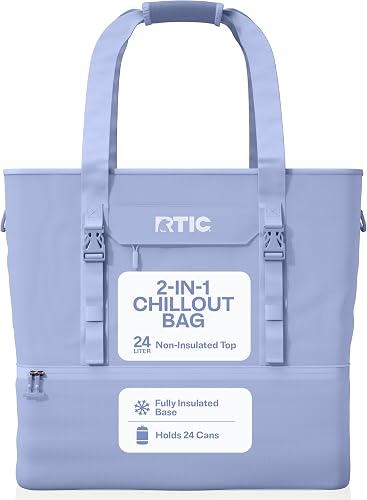 RTIC 2-in-1 Chillout Bag Soft Insulated Cooler Tote, Portable, for Lunch, Beach, Travel, Drink, Beverage, Car, Camping, Picnic, 24-Can Capacity,
