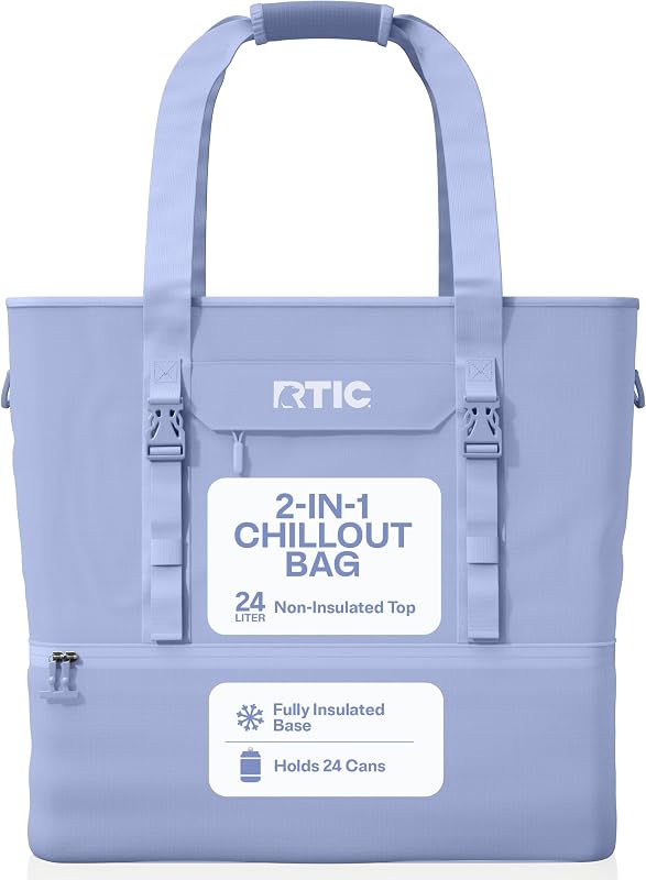 RTIC 2-in-1 Chillout Bag Soft Insulated Cooler Tote, 24-Can Capacity | Portable for Lunch, Beach, Travel, Drink, Beverage, Car, Camping, Picnic