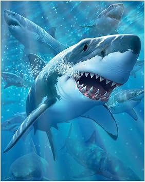3D LiveLife Lenticular Pictures - Great White Delight from Deluxebase. A3 Unframed Deep 3D Effect Animal Wall Art for Living Room, Bedroom or Kitchen. Unique Shark Print Poster for Home Decor.