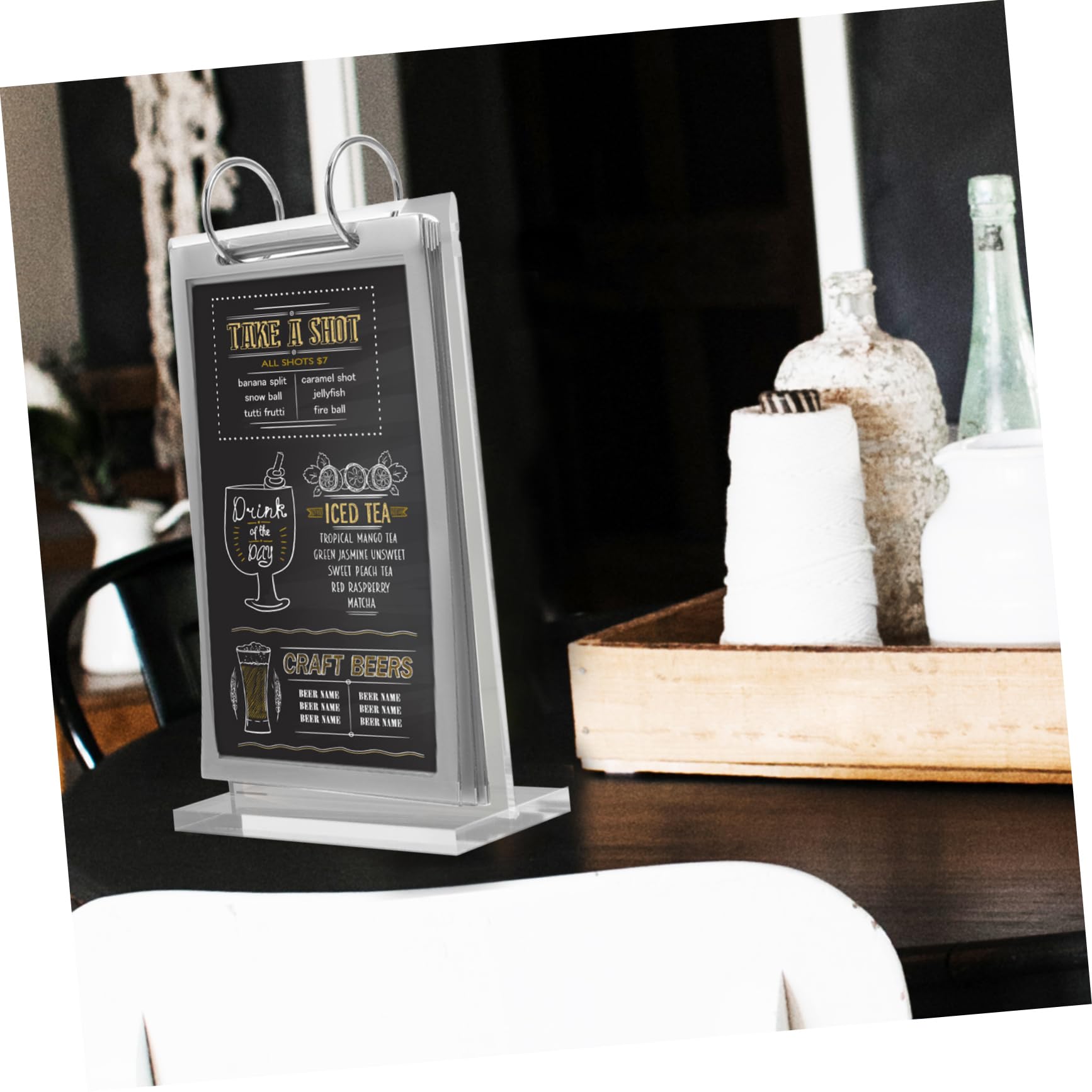 TEHAUX Lot De 4 Présentoirs De Menus Stables Et Robustes Avec Base En Acrylique Pour Restaurants Et Hôtels