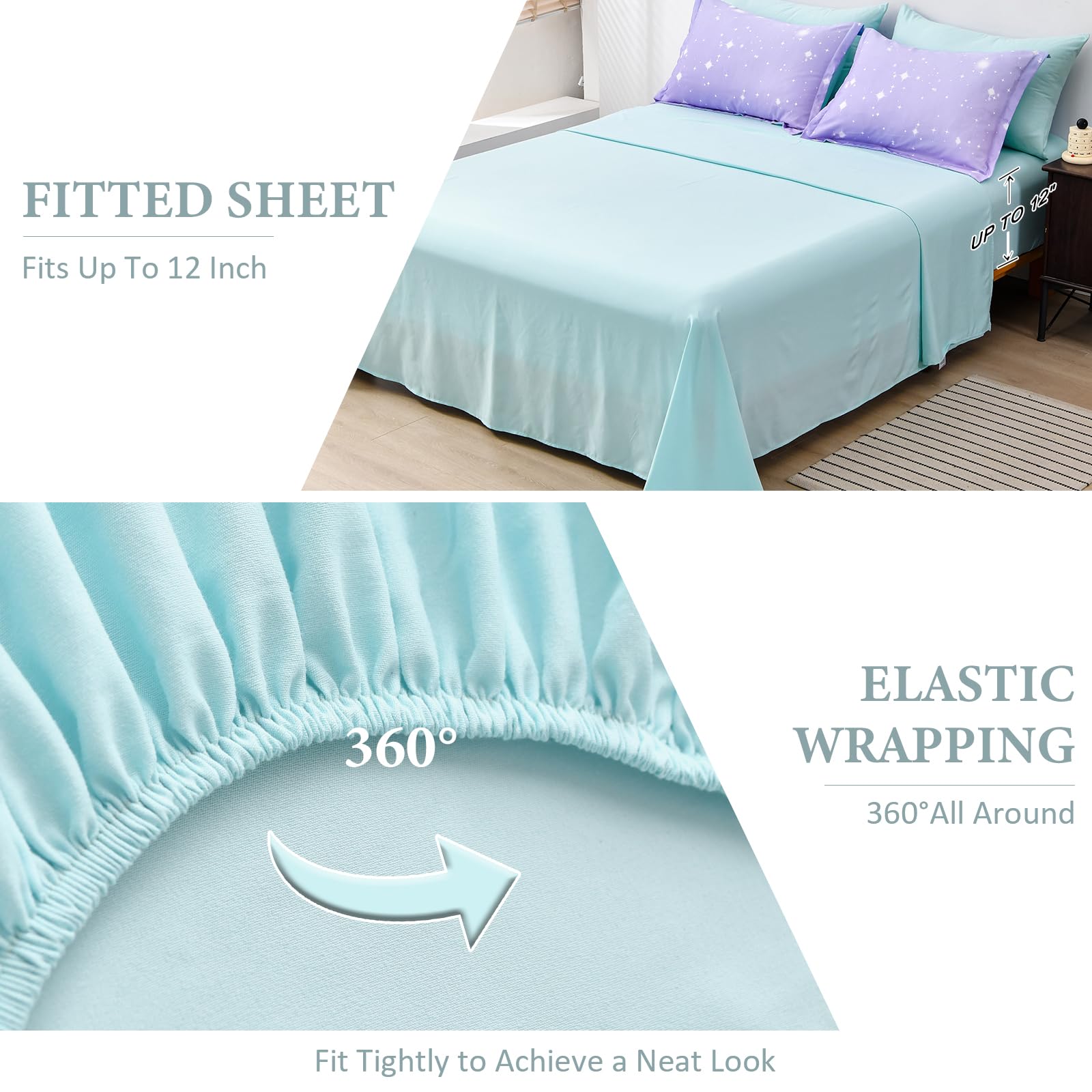 Luxudecor Set di biancheria da letto con copripiumino e lenzuola per letto queen size, 7 pezzi