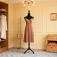Vista 8 de Maniquí Cuerpo Vestido Forma Torso Maniquí Femenino 49.6-63.4 Pulgadas Altura Ajustable Trípode de Madera Soporte de Trípode de Espuma de Alta Negro