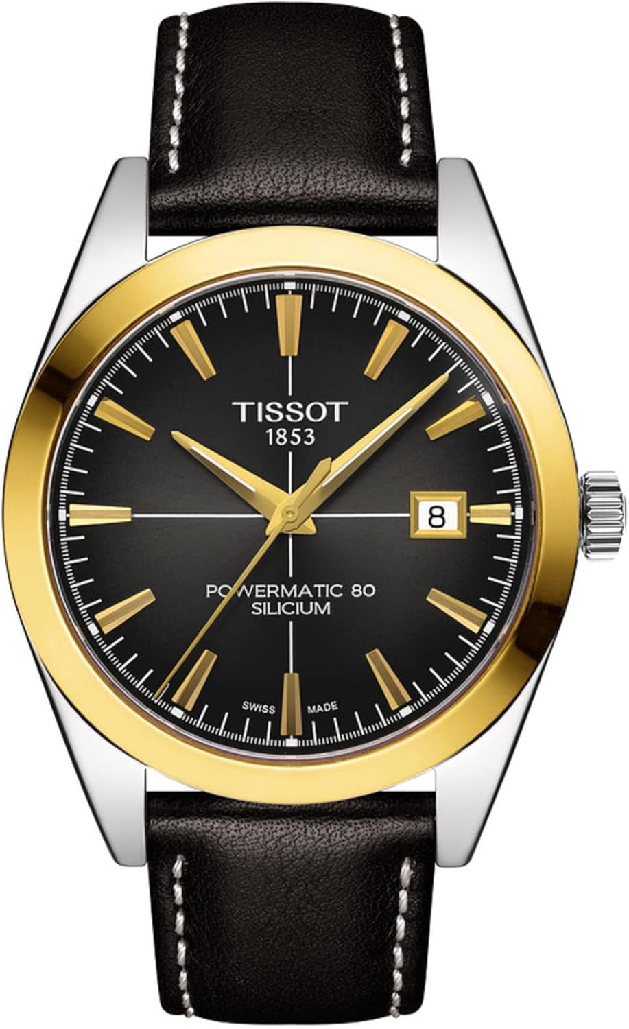 [ティソ] 腕時計 TISSOT ジェントルマン パワーマティック80 シリシウム 18K ゴールド レザーベルト [正規輸入品]
