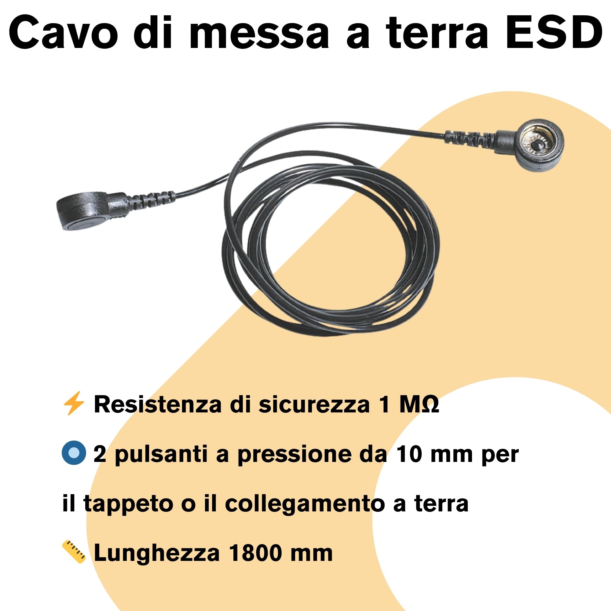 BERNSTEIN Set di manipolazione ESD, 7 pezzi | Tappetino ESD, nero (50 x 40 cm) + cavo di messa a terra + spina di messa a terra