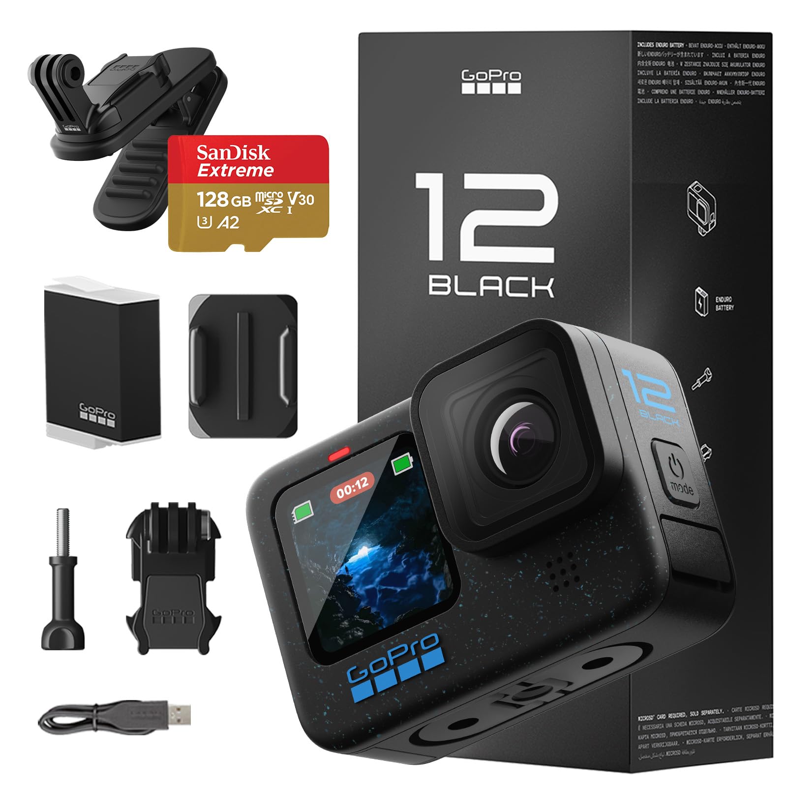 GoPro アクションカメラ HERO12 BLACK Amazon | GoPro 公式品 アクションカメラ HERO12 Black+128GB 認定高速