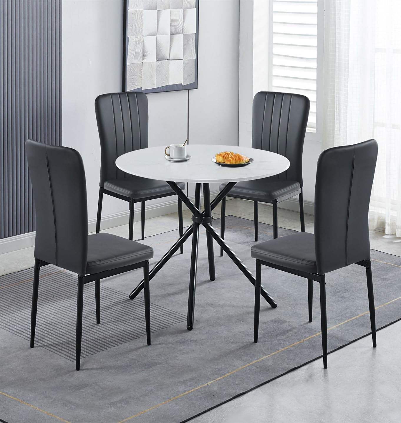 Hallowood Furniture Cullompton Round Table and Chairs Set 4, 5 Piece Set