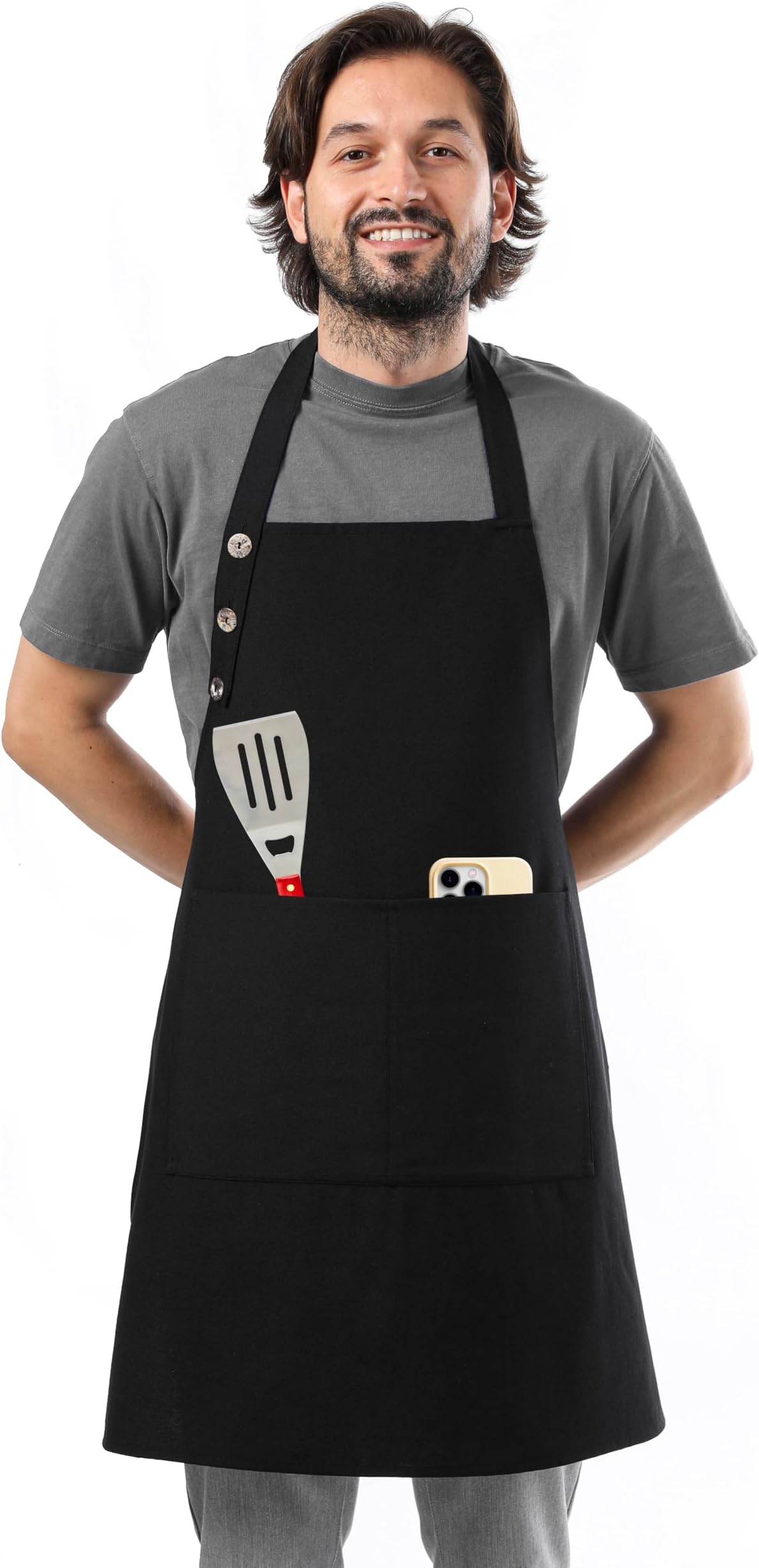 TOSHE Kitchen Apron Waterdrop Resistant Cotton Apron with adjustable Aprons for Women with Pockets 12 Color option Cooking