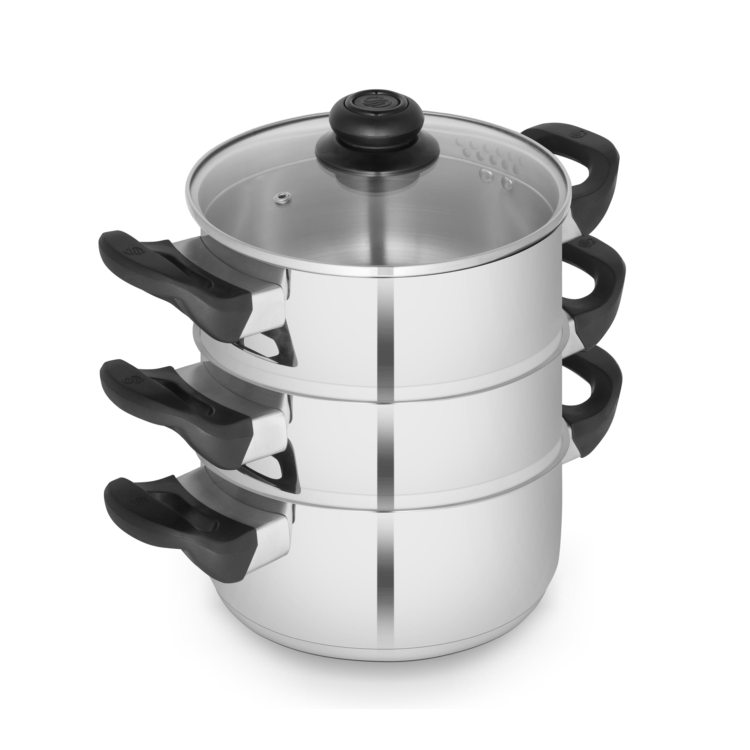 Cuiseur vapeur 3 étages en acier inoxydable 18 cm