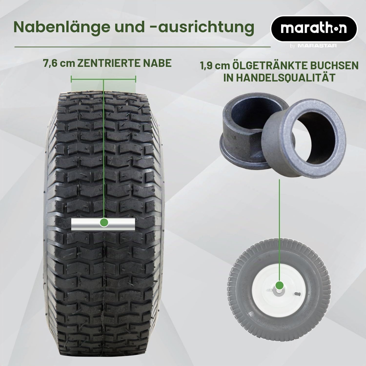 Marathon 20336 Pneumatischer (luftgefüllt) Rasenmäherreifen auf Rad, 33 x 12,7-15,2 cm, 1 Stück