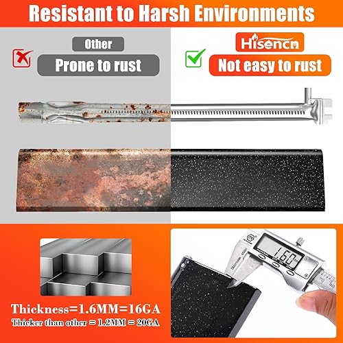 Miniatura 4 de Hisencn 7635 Barras aromatizantes y quemador de parrilla 69785 para Weber Spirit I y II 200 con control frontal superior, Spirit E210 E220 S210