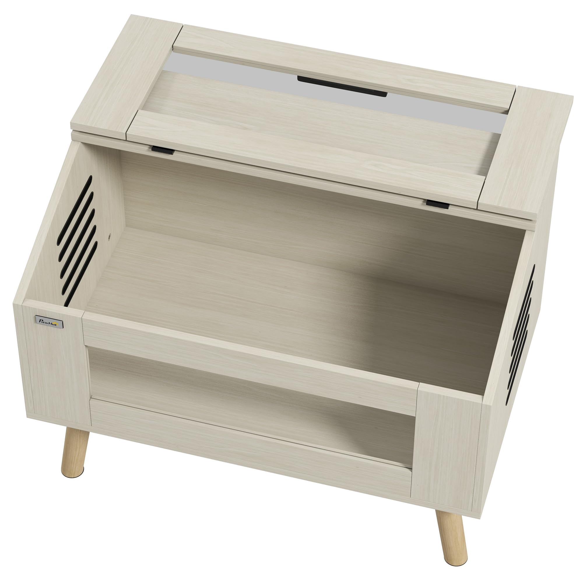 PawHut Terrario per rettili con ventilazione laterale, vivarium per serpenti da 111L con finestre in vetro temperato, coperchio, 80 x 50 x 60 cm legno naturale