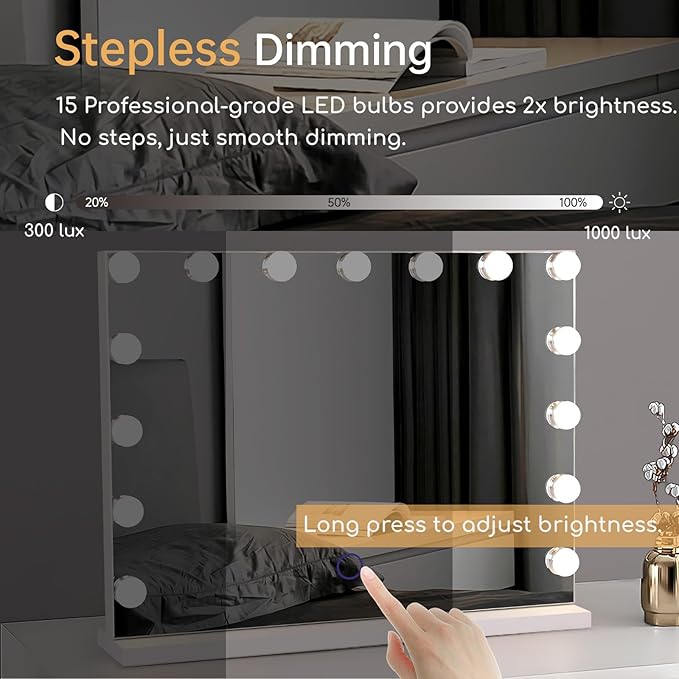 Espejo de Maquillaje Hollywood con Luces 58x45 cm 15 LED miniatura 2