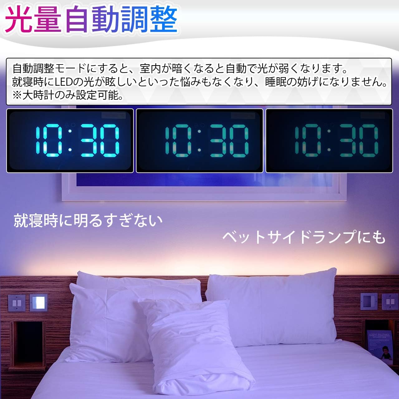 Amazon Co Jp カラフルグラス 正規品 大小セット 多機能 おしゃれ 置き時計 掛け時計 時計 カレンダー 温度 大音量 明るさ自動調整 デジタル時計 目覚まし時計 スヌーズ 日本語説明書付き スマホ充電可能 ホーム キッチン